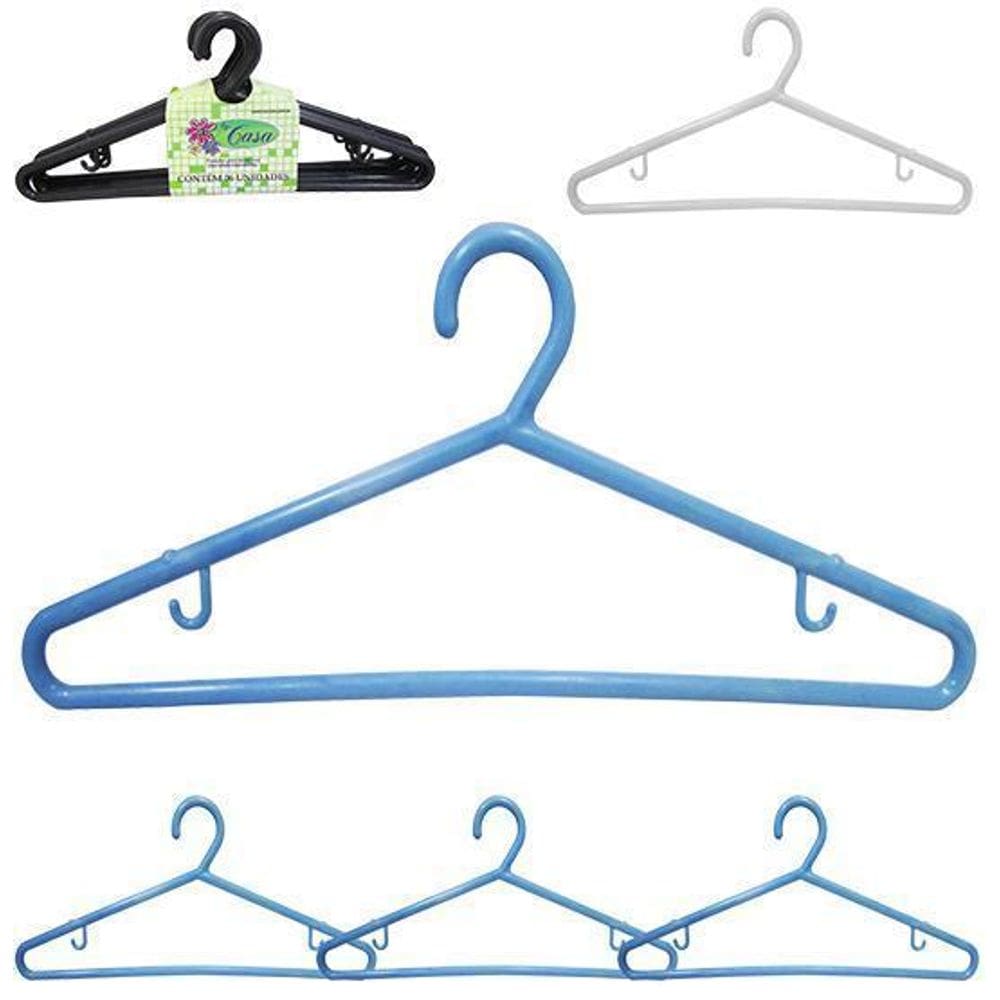 Cabide roupa acrilico gancho colors 6 pecas 38,5x15cm 10mm