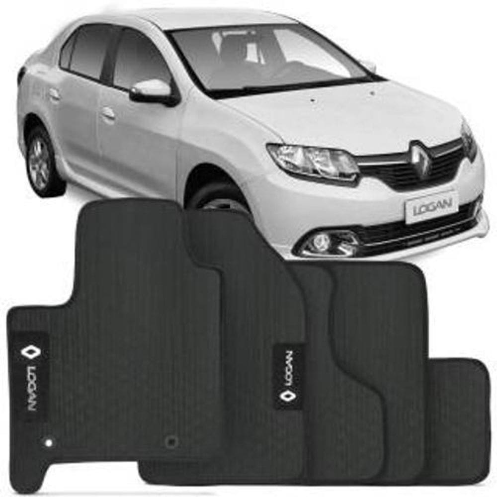 Tapete automotivo logan - borracha pvc bordado linha black