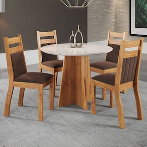 Mesa de Jantar 4 Lugares Derry Marrom/Off White - Panorama Móveis