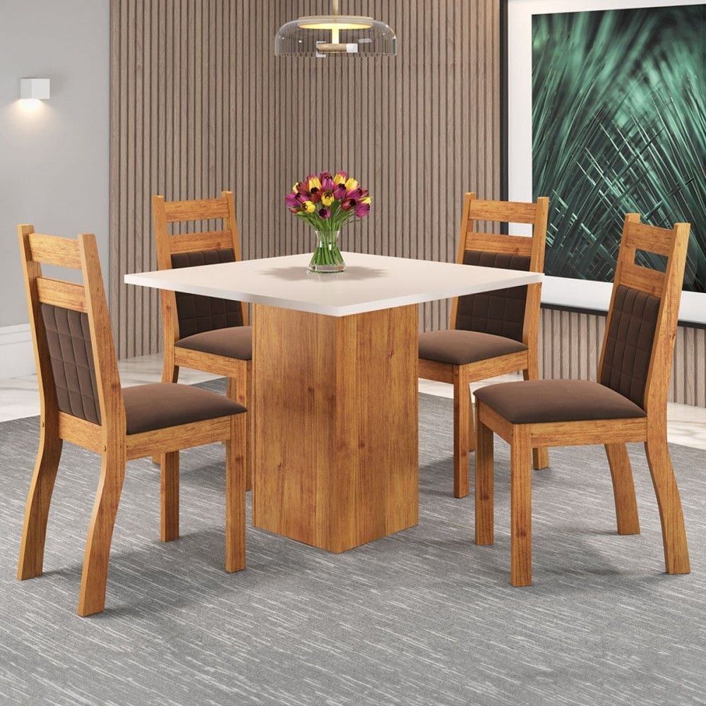 Mesa de Jantar 4 Lugares Colorado Blonde/Bombom - Panorama Móveis