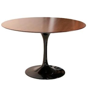 Mesa de Jantar Tulipa Saarinen Redonda 120 cm Tampo Imbuia Base Preta