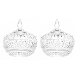 Kit 2pcs potiche baleiro bomboniere de vidro cristal c/tampa