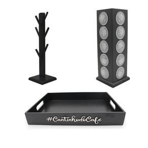 Kit cantinho café bandeja porta cápsula dolce gusto xicara