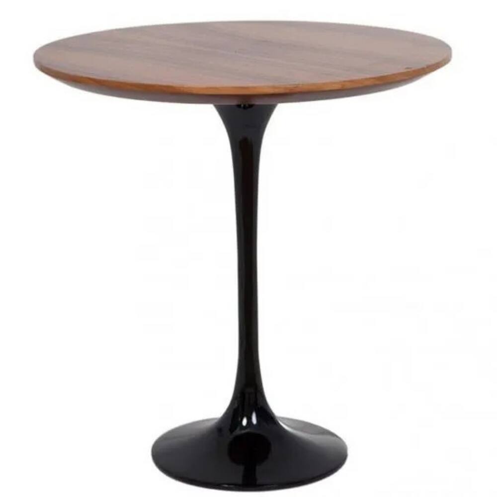 Mesa Lateral Tulipa Saarinen Redonda 51 cm - Imbuia Base Preta