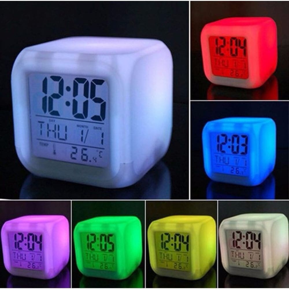 10 Relógios Cubo Digital Despertador Muda De Cor 7x