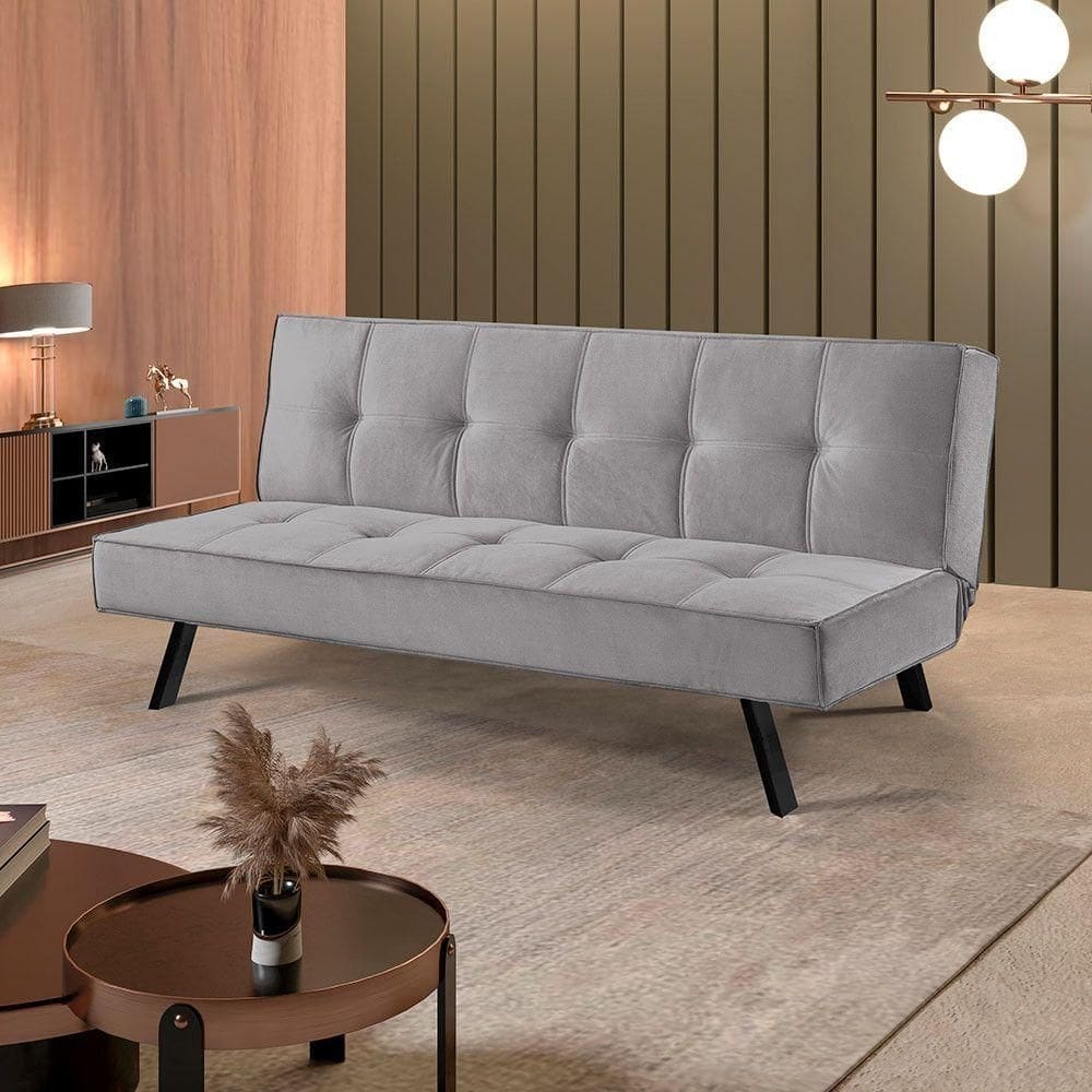 Sofa Cama Atlanta 2 Lugares 177cm Talento Móveis Prata