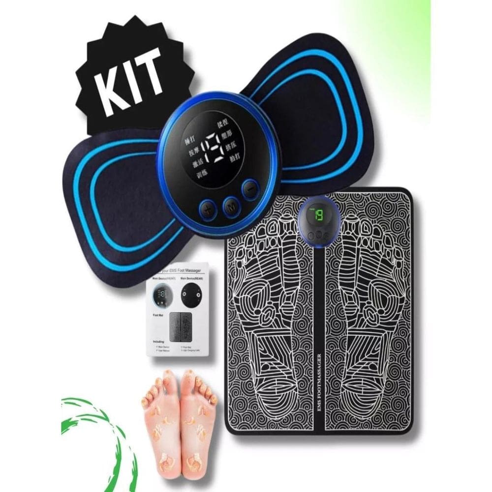 Kit massageador elétrico tapete massageador e massageador