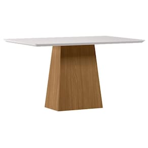 Mesa de Jantar 135x90 cm Barbara com Vidro Ype Off White - New Ceval