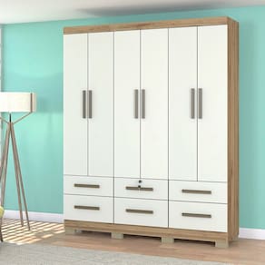 Guarda Roupa Casal Rumba Plus 6 Portas E 6 Gavetas - Freijo / Off White