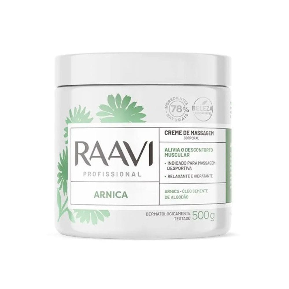 Creme Para Massagem Arnica Raavi 500G