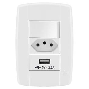 Conjunto 1 + 1 tomada 20a + 1 usb - ilumi lev