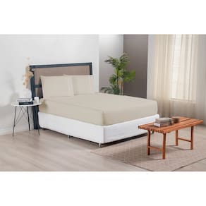 Jogo de Lençol Casal Queen Size Versatile Ponto Palito Simples 3 Peças Micropercal 300 Fios