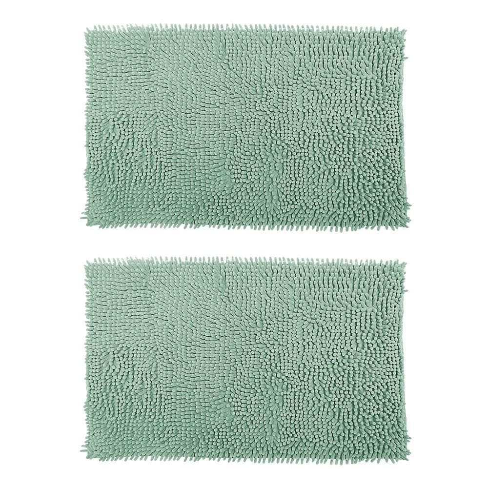Kit 2 tapetes bolinhas macio 38x58cm banheiro verde água