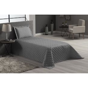 Jogo de cama cobre leito e fronha cinza solteiro novo