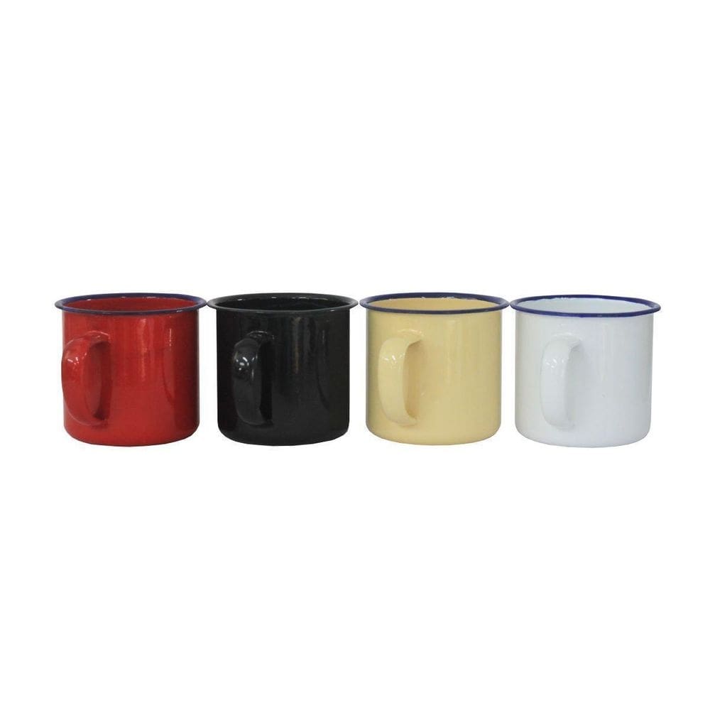 Kit 4 caneca esmaltada 370 ml xícara café chá retrô