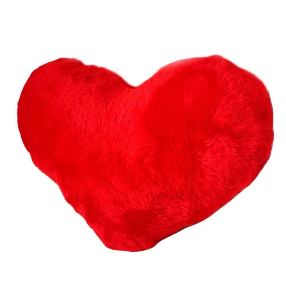 Almofada de coração pelúcia pelo curto vermelho