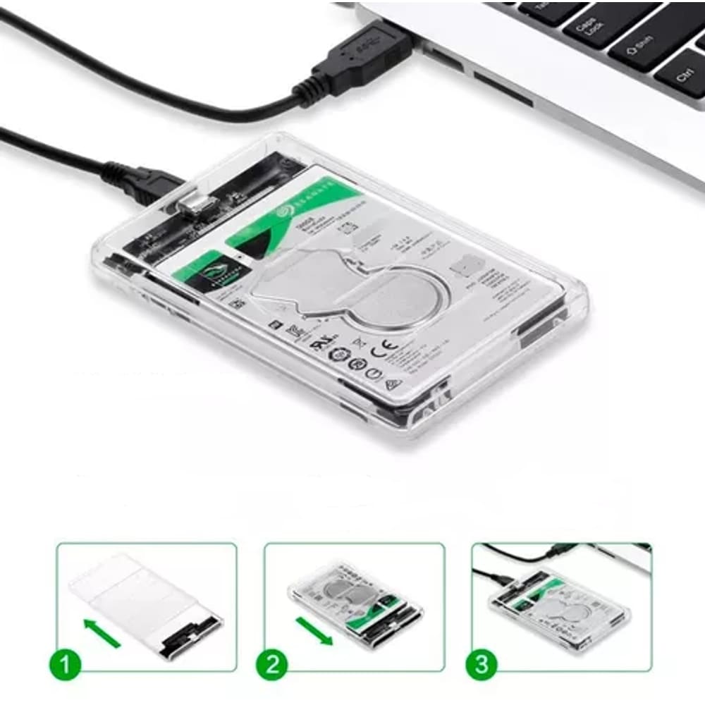 HD Externo Portátil USB 3.0 Case Transparente