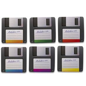 Kit 6 porta copos nerd retrô disquete decoração divertida