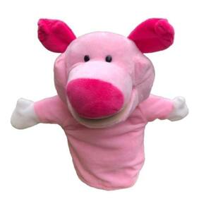 Fantoche porco rosa de pelúcia 24 cm animal selva floresta