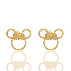 Brinco Disney Minnie Mouse Folheado A Ouro 18K