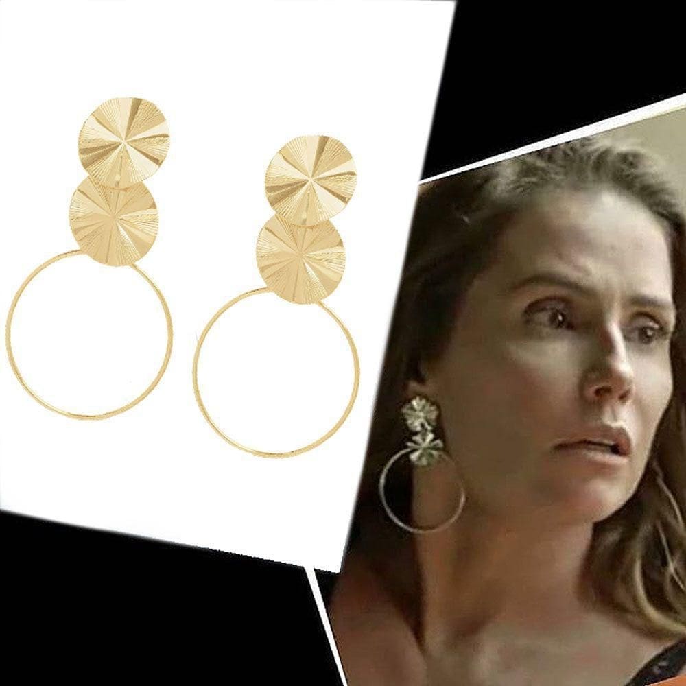 Brinco Da Novela Salve-Se Quem Puder Folheado A Ouro 18K.