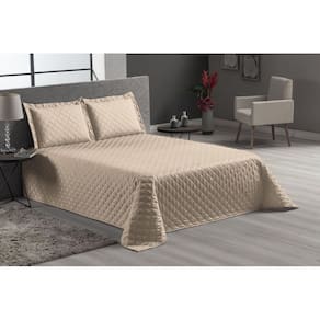 Jogo de cama cobre leito e fronhas bege casal padrão luxo