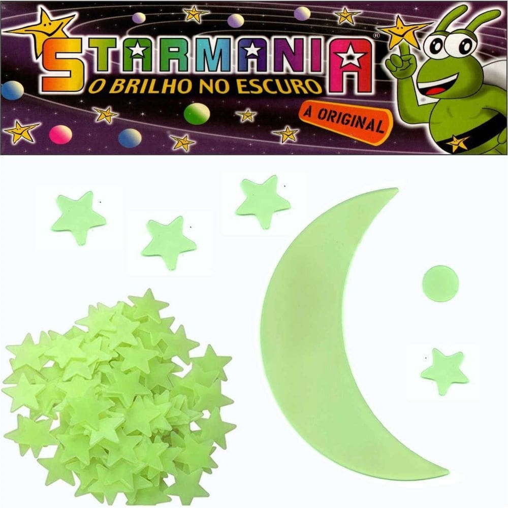 Kit estrelas lua brilha escuro fluorescente 103un starmania