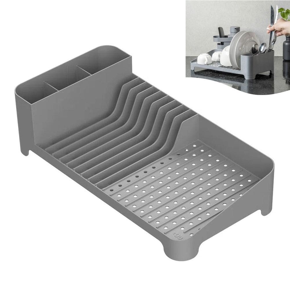 Escorredor louças compacto pratos talheres - cinza