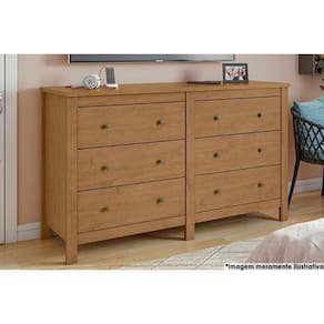 Cômoda de Quarto Horizontal Maggiore c/ 6 Gavetas Rovere/Amêndoa - Lopas