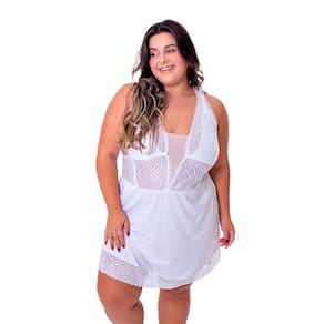 Camisola em Renda Luxo Plus Size Isabelle Branca
