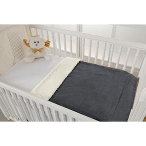 Coberdrom para berço 1,10m cinza unisex manta e sherpa