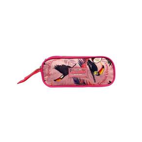 Estojo Duplo Clio Style Linda Estampa Tropical Tucano Rosa