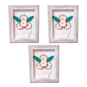 Kit Quadros Para Sala Quarto Casal Cozinha Moldura Madeira Cor Branco Cor Da Armação Branco