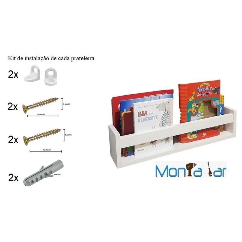 Combo 4 prateleira montessoriana para quarto infantil 50cm