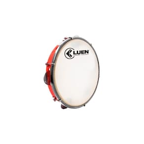 Pandeiro 10 Abs Vermelho Aro Plat Inox Pele Leitosa 06 Afin Sples