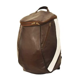 Mochila Masculina De Couro Grande Cor Marrom Com Faixa Branca? Sim