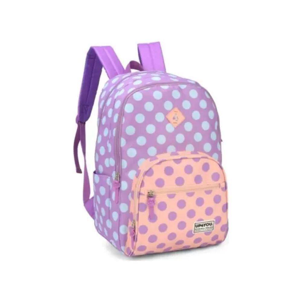 Mochila De Costas Up4you Roxo Com Bolinhas Azul - Luxcel