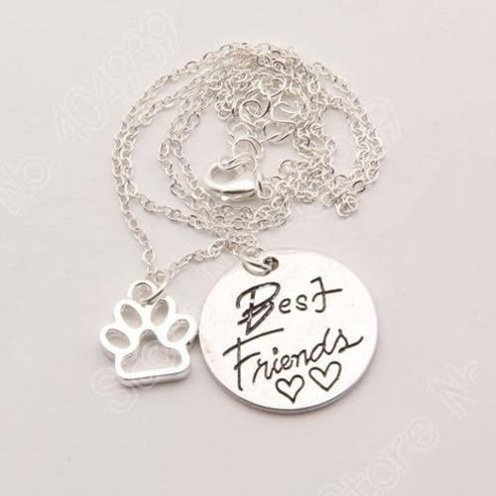 1 Colar Best Friends Pingentes Pet Dog Folheado A Prata