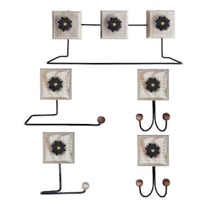 Kit Banheiro 5 Peças Artesanal Rústico Flor De Madeira 3d Anúncio Com Variação Cor Preto