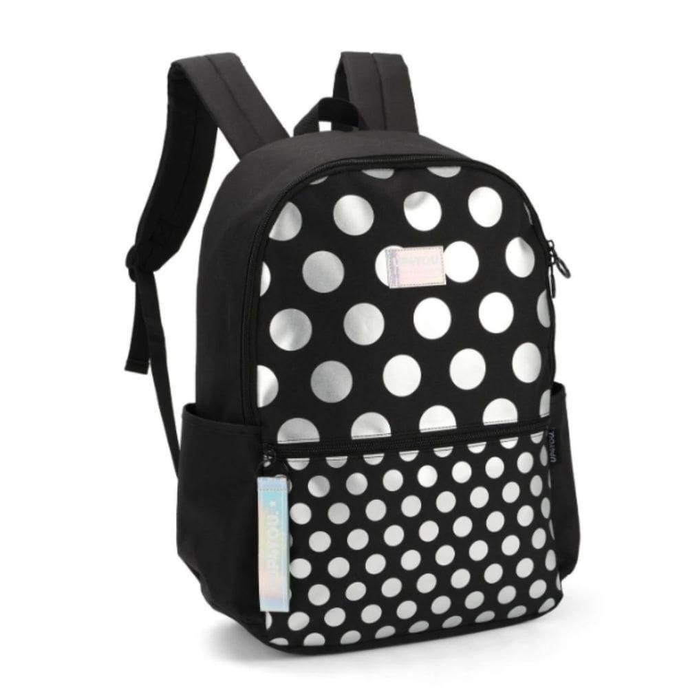 Mochila Juvenil Preta C/ Bolinhas Prata Up4you