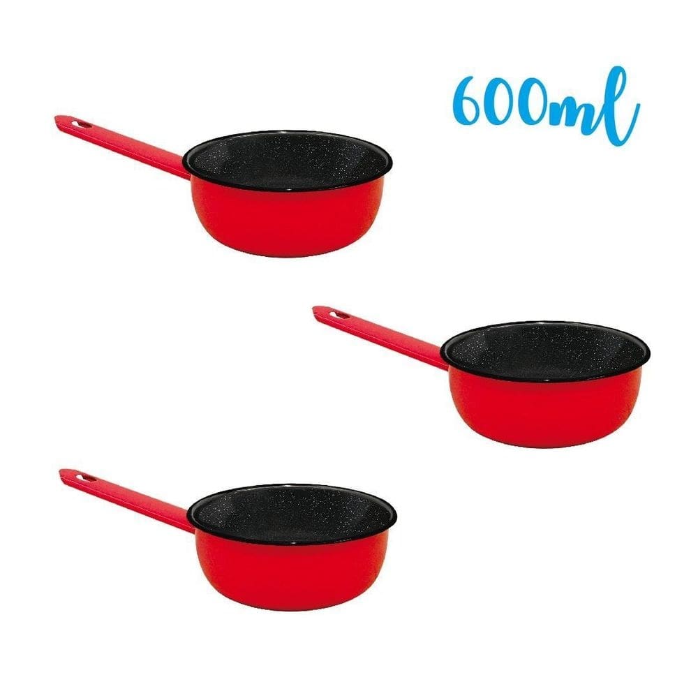 Kit 3 panela esmaltada ágata pequena 12 600ml metallouça
