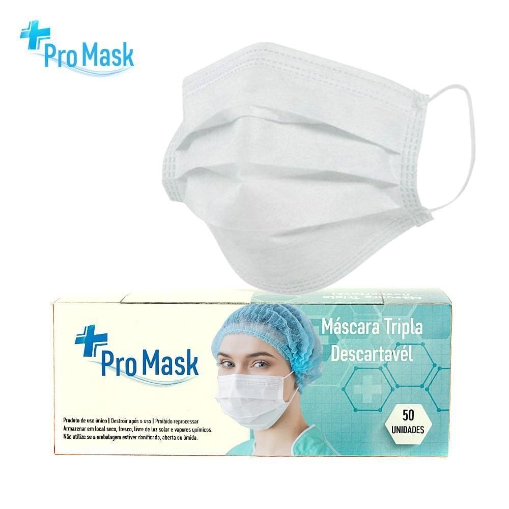 Kit 50 mascara descartavel epi pro mask branca 24 hrs