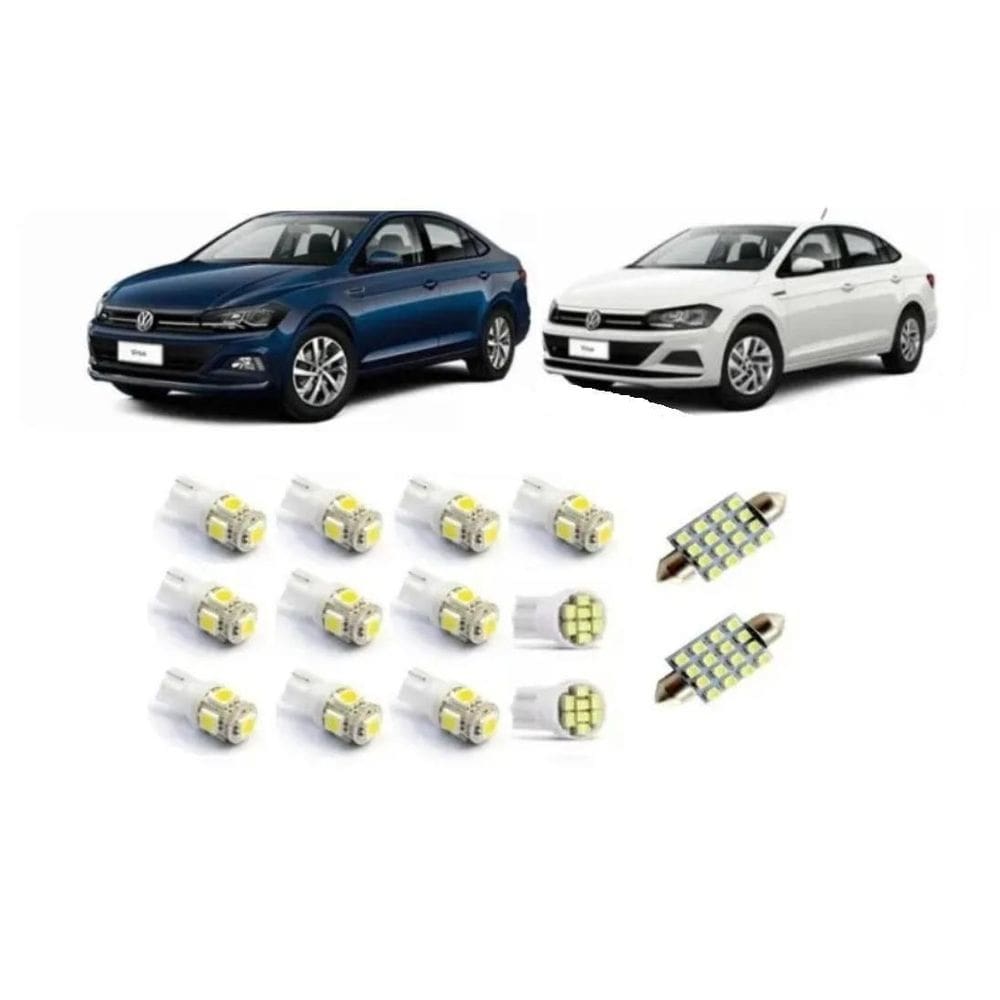Kit led vw novo polo / virtus teto placa ré farolete