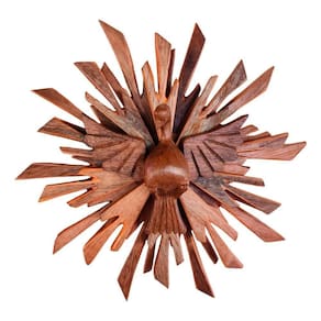Divino Resplendor Espírito Santo Madeira Artesanal 80cm Cor Madeira Natural
