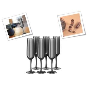 Jogo 6 taças de champagne, espumante, vinho 160ml - cinza