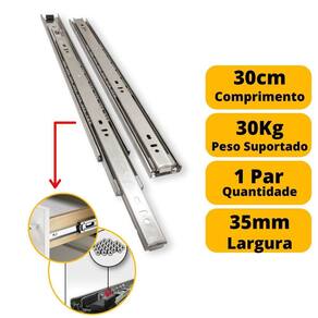 Corrediça gaveta trilho telescópico 30cm 300mm par 30kg