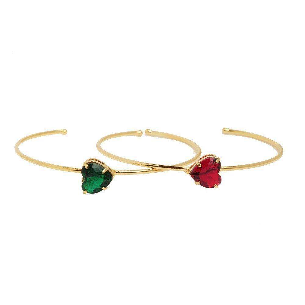 Bracelete Pedra Coração Folheado A Ouro 18K