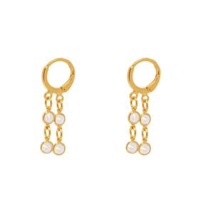 Brinco Argolinha 2 Pontos De Luz Folheado A Ouro 18K