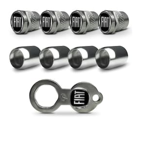 Tampa bico valvula pneu roda metal inox antifurto fiat black