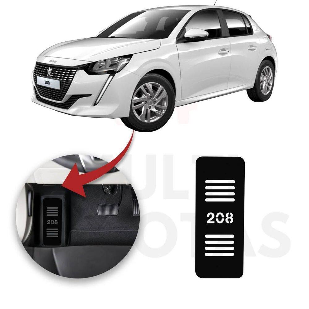 Descanso de pé peugeot 208 2013 a 2022 aço escovado preto